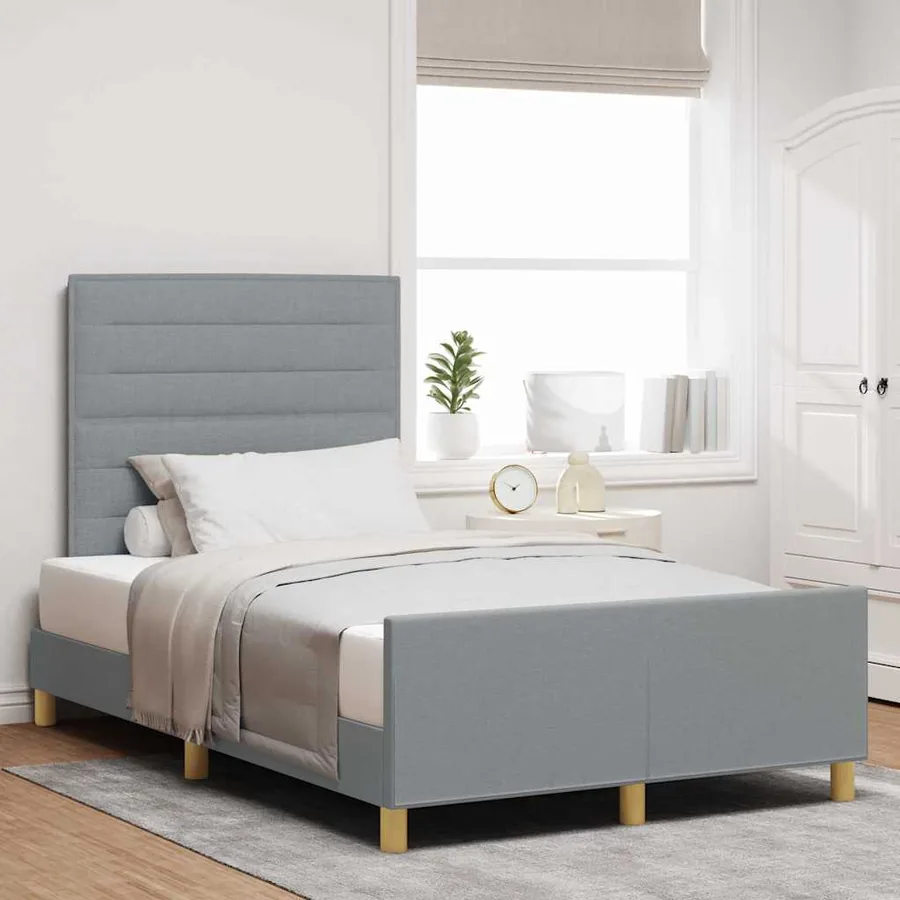 Cadre de lit avec tête de lit Gris clair 120 x 200 cm tissu