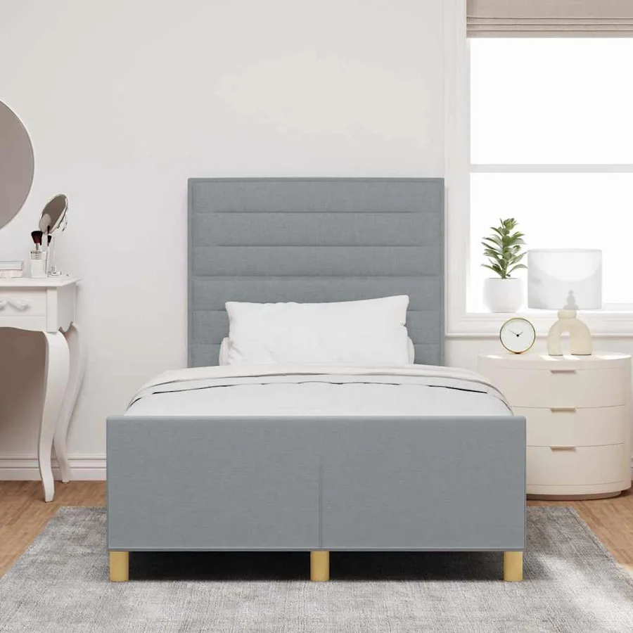 Cadre de lit avec tête de lit Gris clair 120 x 200 cm tissu - 3