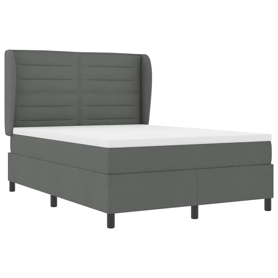 Lit à ressorts avec matelas Gris foncé 140 x 200 cm tissu - 5