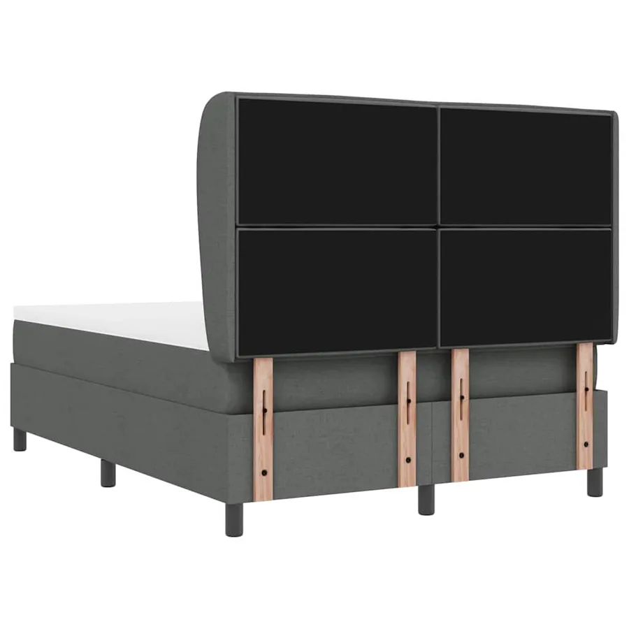 Lit à ressorts avec matelas Gris foncé 140 x 200 cm tissu - 9