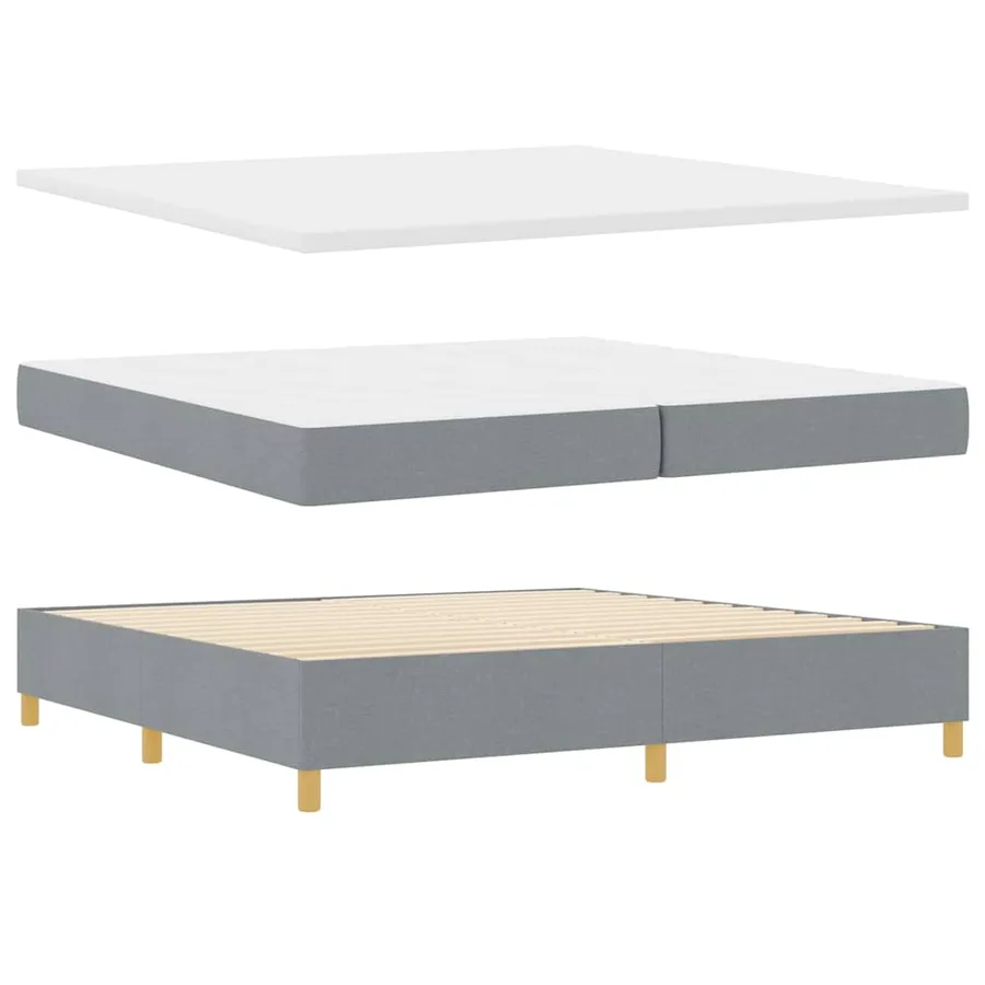Lit à ressorts avec matelas Gris clair 200 x 200 cm tissu - 5
