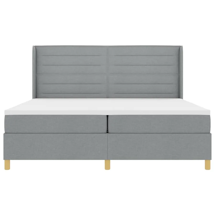 Lit à ressorts avec matelas Gris clair 200 x 200 cm tissu - 7