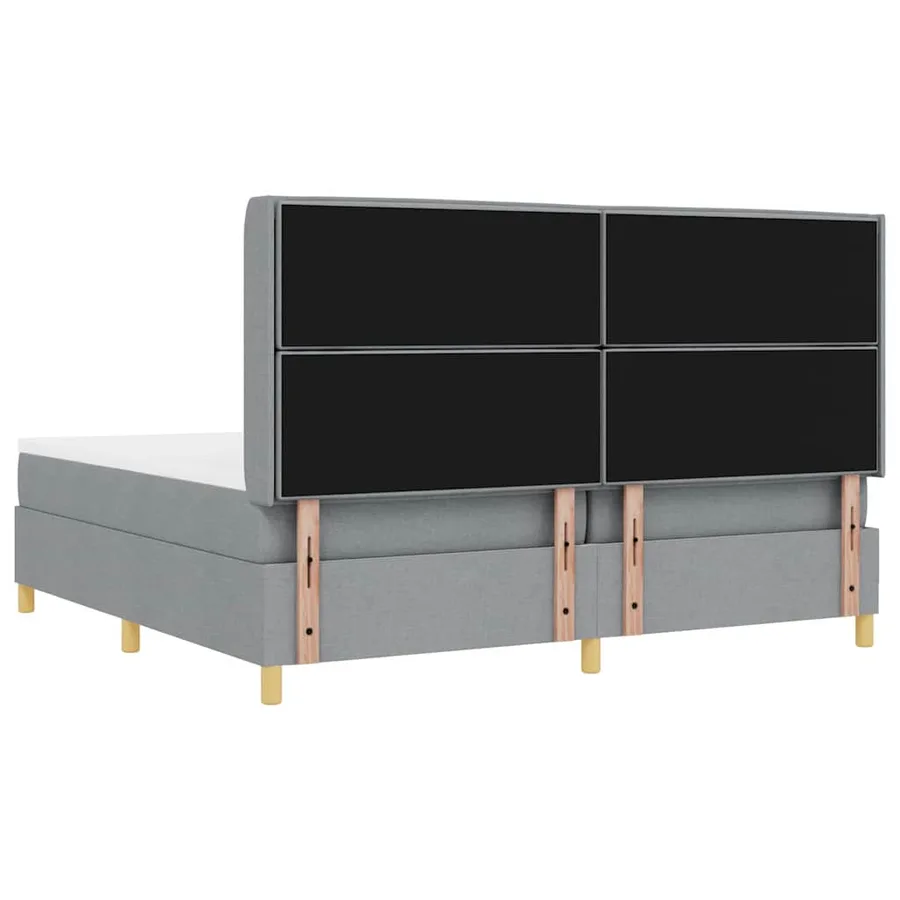 Lit à ressorts avec matelas Gris clair 200 x 200 cm tissu - 9