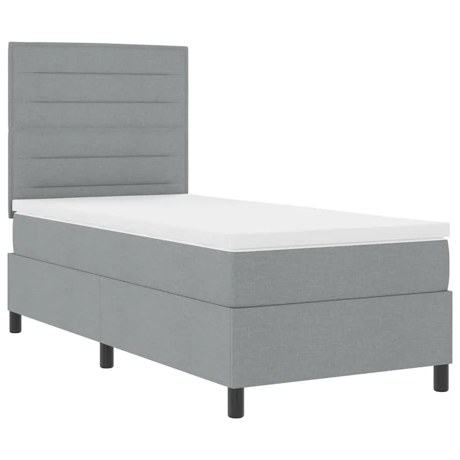 Lit à ressorts avec matelas Gris clair 100 x 200 cm tissu - 5