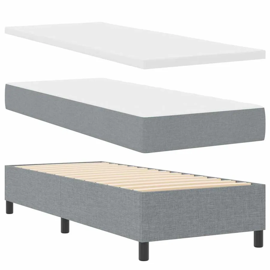 Lit à ressorts avec matelas Gris clair 100 x 200 cm tissu - 6