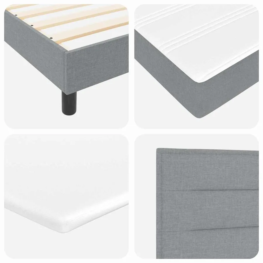 Lit à ressorts avec matelas Gris clair 100 x 200 cm tissu - 8