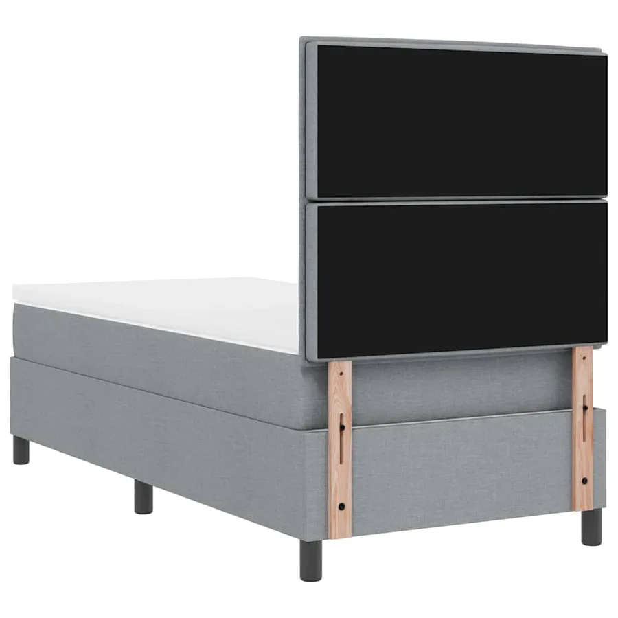 Lit à ressorts avec matelas Gris clair 100 x 200 cm tissu - 9