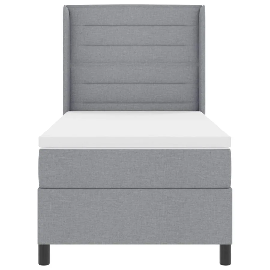 Lit à ressort LED avec matelas Gris clair 100 x 200 cm tissu - 7