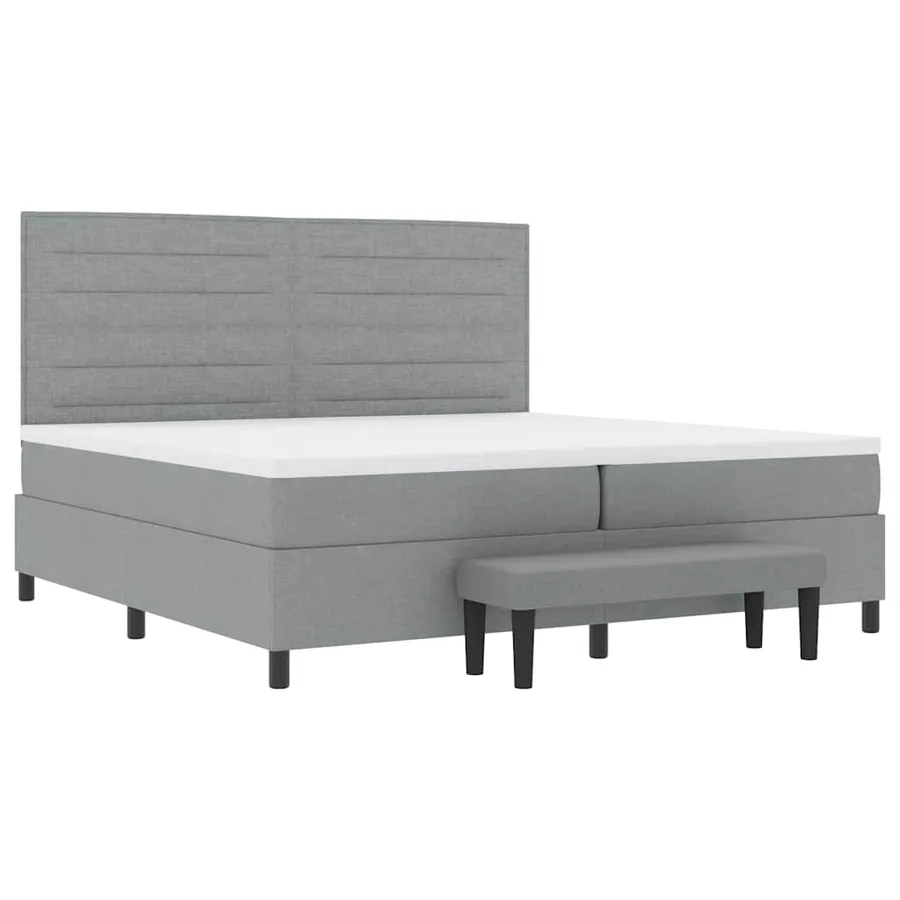 Lit à ressorts avec tête de lit Gris clair 200 x 200 cm tissu - 7