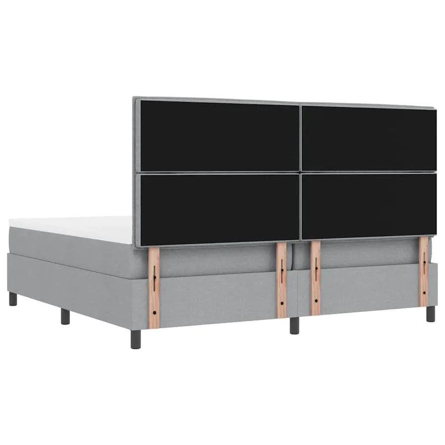 Lit à ressorts avec tête de lit Gris clair 200 x 200 cm tissu - 8