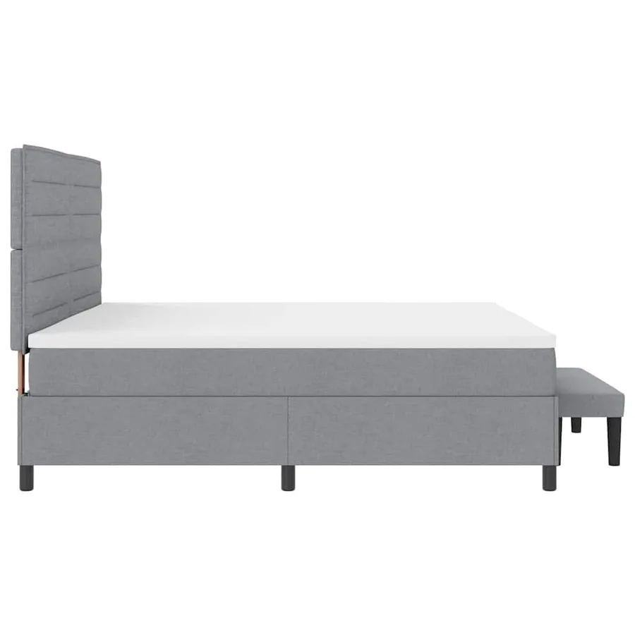 Lit à ressorts avec tête de lit Gris clair 200 x 200 cm tissu - 9