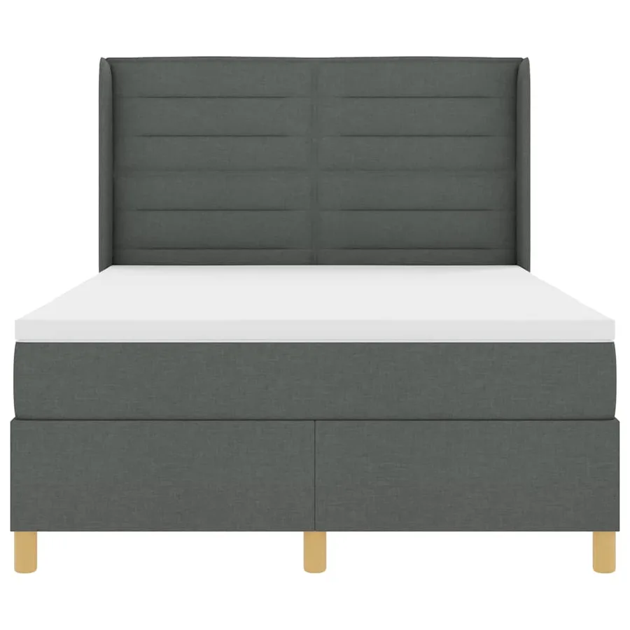 Lit à ressorts avec matelas Gris foncé 140 x 190 cm tissu - 6
