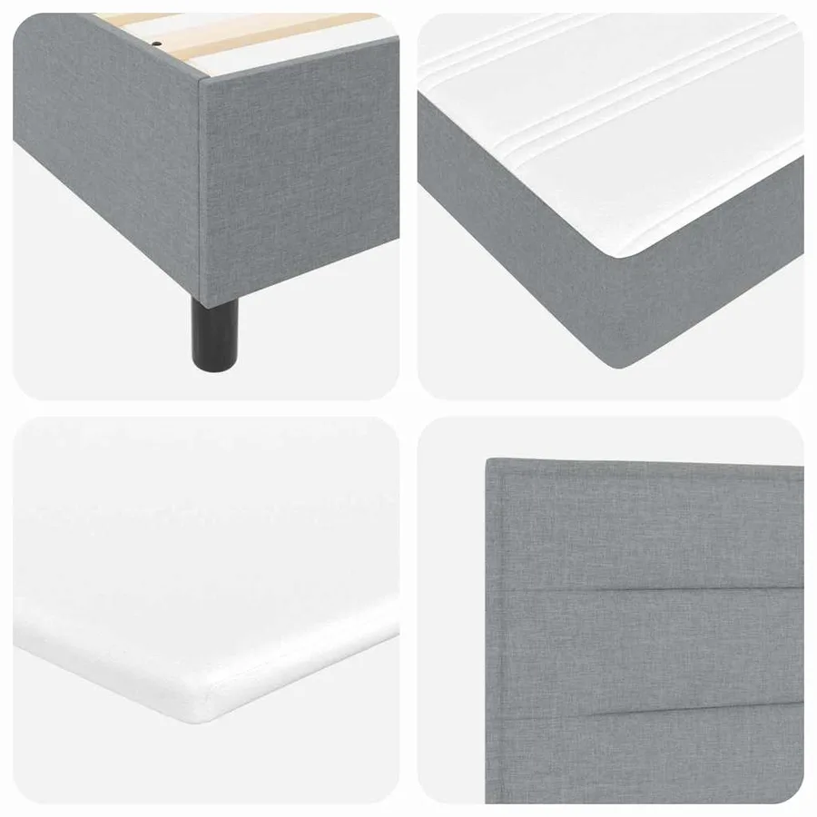 Lit à ressorts avec matelas Gris clair 200 x 100 cm tissu - 10