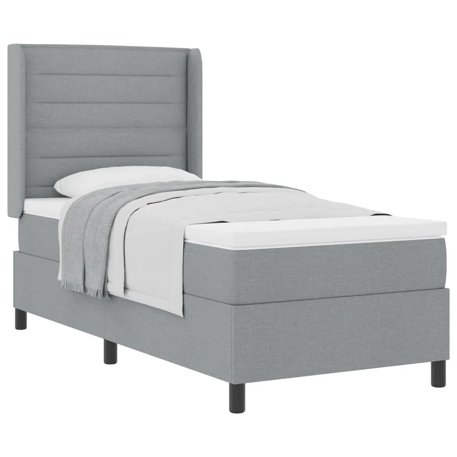 Lit à ressorts avec matelas Gris clair 200 x 100 cm tissu - 2