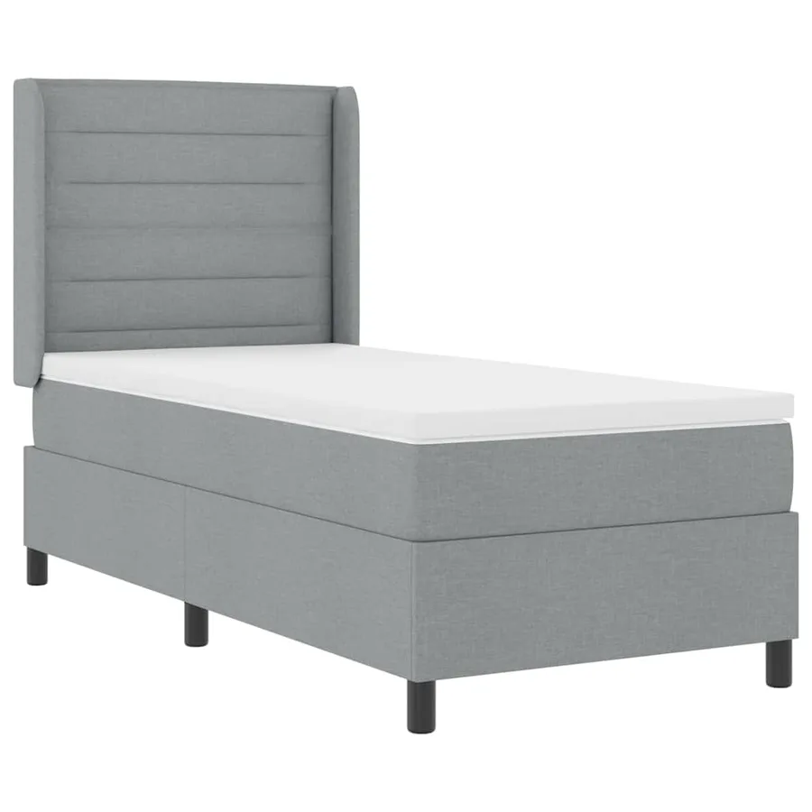 Lit à ressorts avec matelas Gris clair 200 x 100 cm tissu - 4