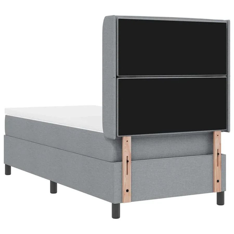 Lit à ressorts avec matelas Gris clair 200 x 100 cm tissu - 9