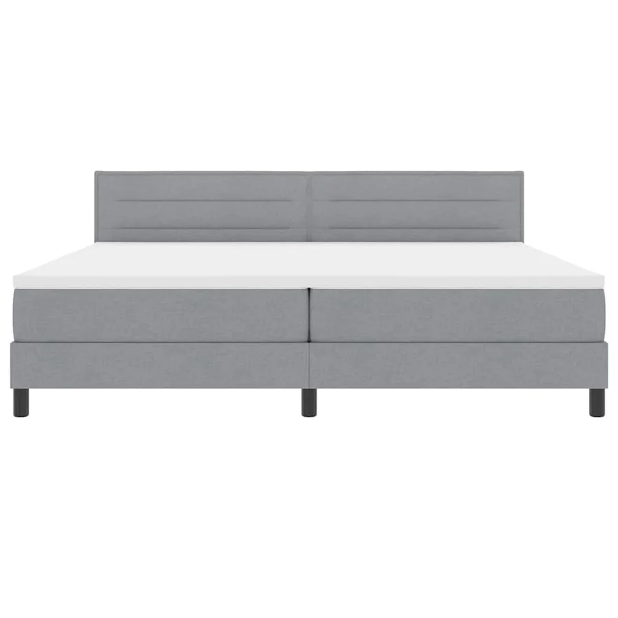 Lit à ressorts avec tête de lit Gris clair 200 x 200 cm tissu - 7