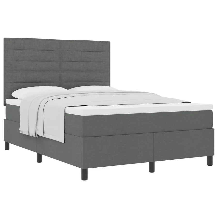 Lit à ressorts avec matelas Gris foncé 140 x 200 cm tissu - 2