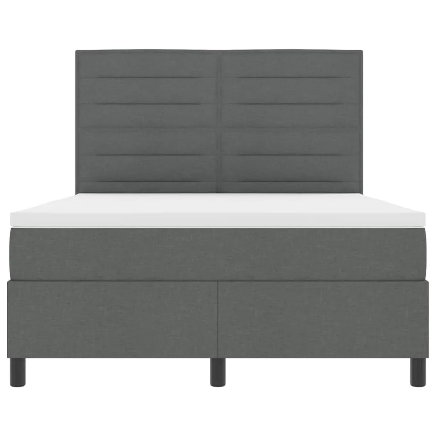 Lit à ressorts avec matelas Gris foncé 140 x 200 cm tissu - 7