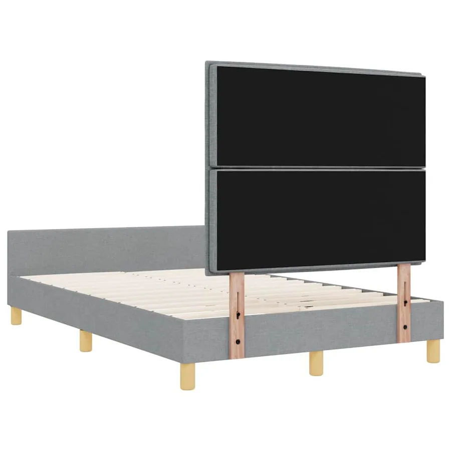 Cadre de lit avec tête de lit Gris clair 120 x 190 cm tissu - 9
