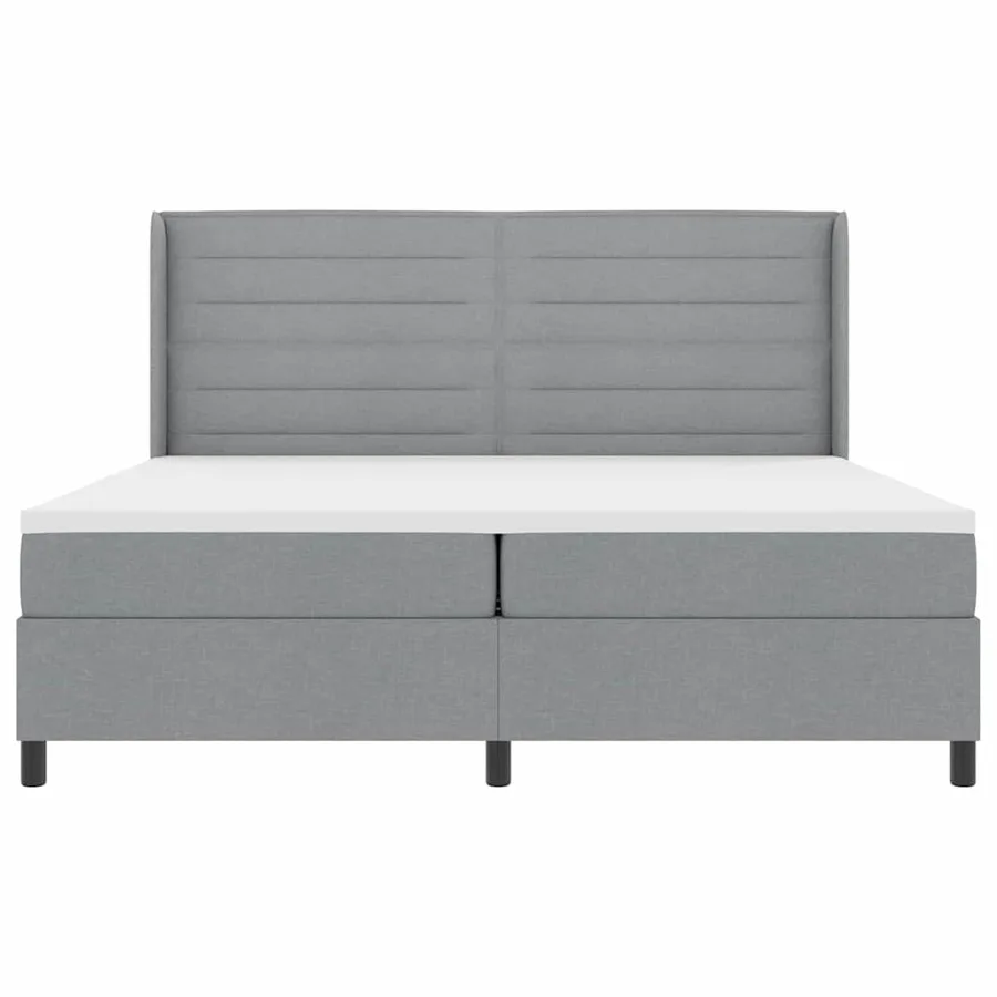Lit à ressorts avec matelas Gris clair 200 x 200 cm tissu - 7