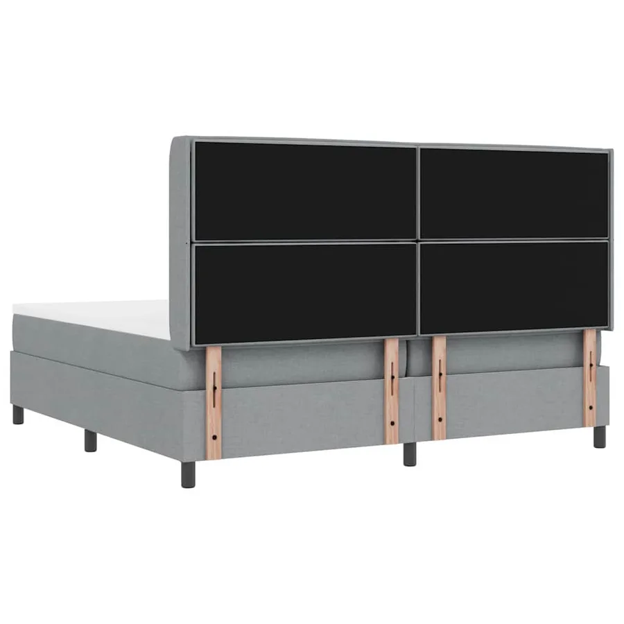 Lit à ressorts avec matelas Gris clair 200 x 200 cm tissu - 9