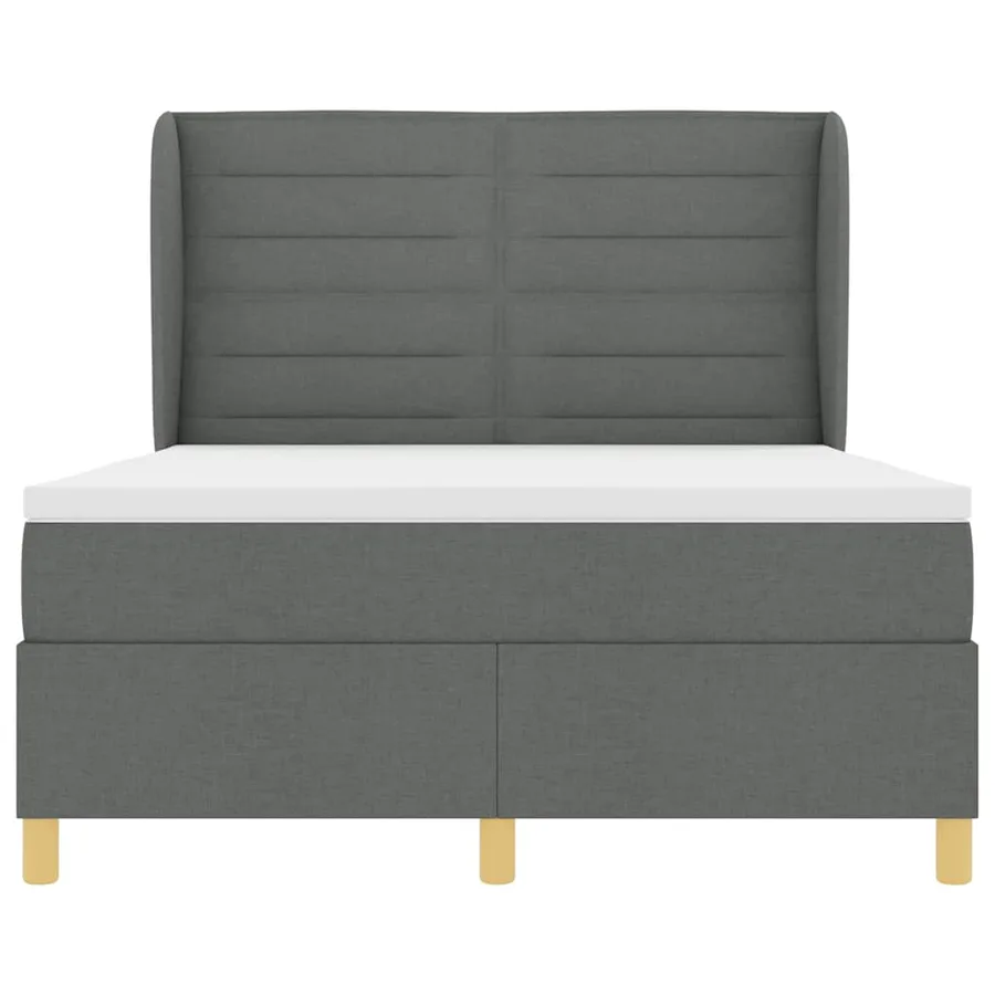 Lit à ressorts avec matelas gris foncé 90x190 cm Gris foncé - 6