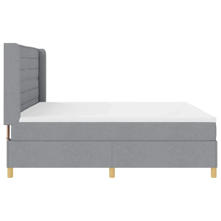 Lit à ressorts avec bandes LED Gris clair 200 x 200 cm tissu - 9