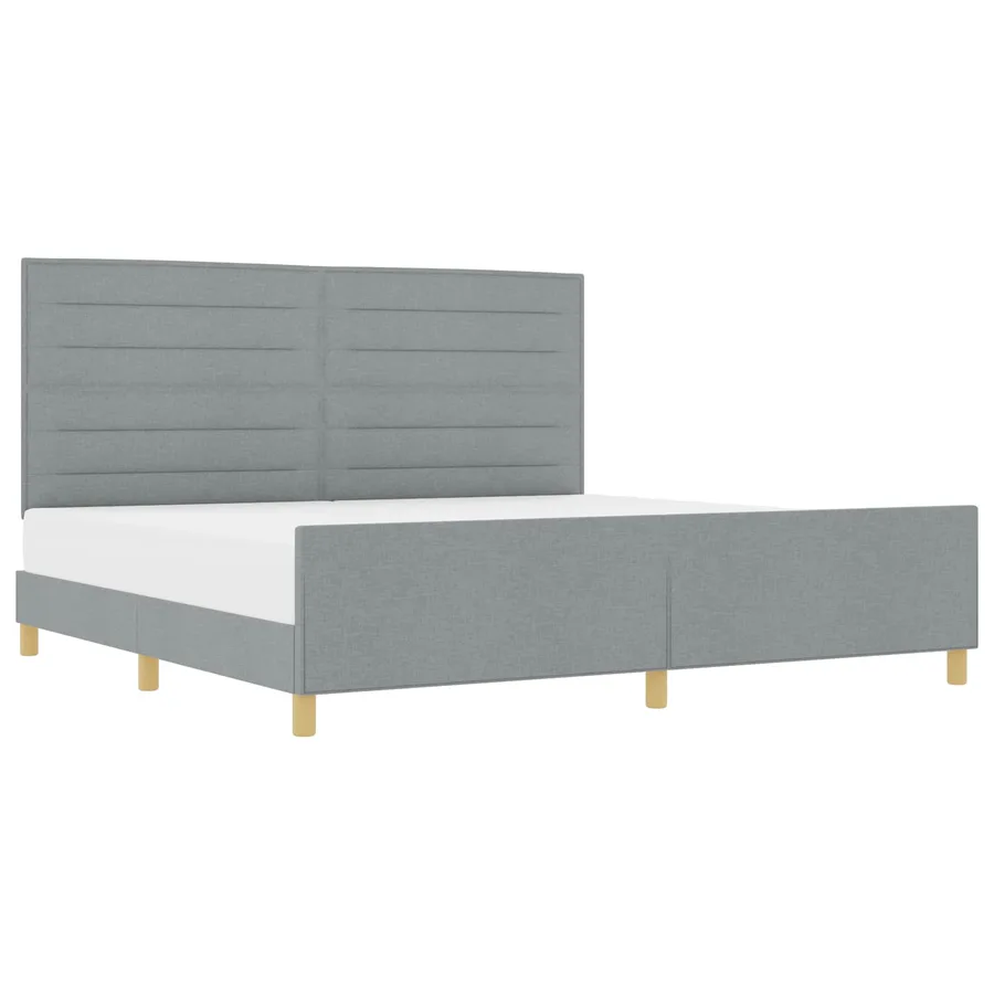 Cadre de lit avec tête de lit Gris clair 200 x 200 cm tissu - 2