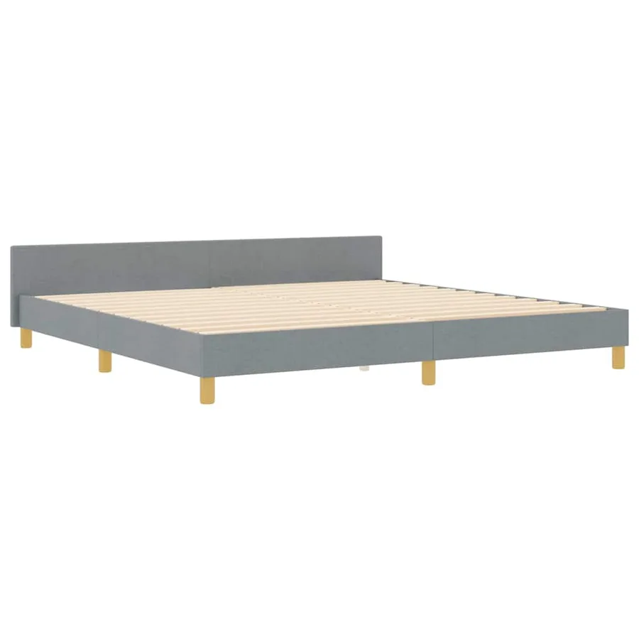 Cadre de lit avec tête de lit Gris clair 200 x 200 cm tissu - 4