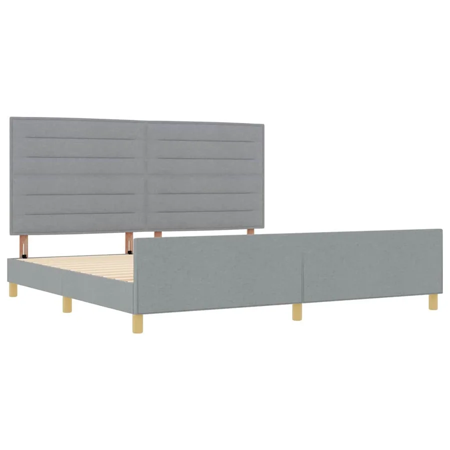 Cadre de lit avec tête de lit Gris clair 200 x 200 cm tissu - 5
