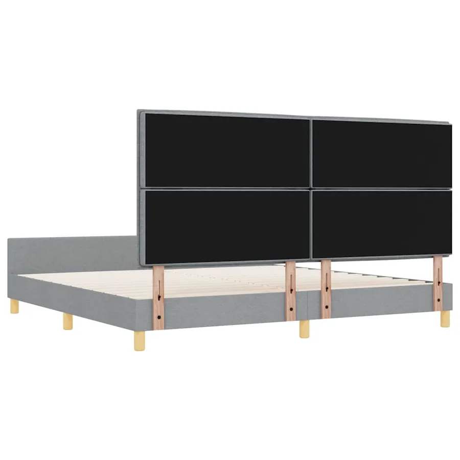 Cadre de lit avec tête de lit Gris clair 200 x 200 cm tissu - 9