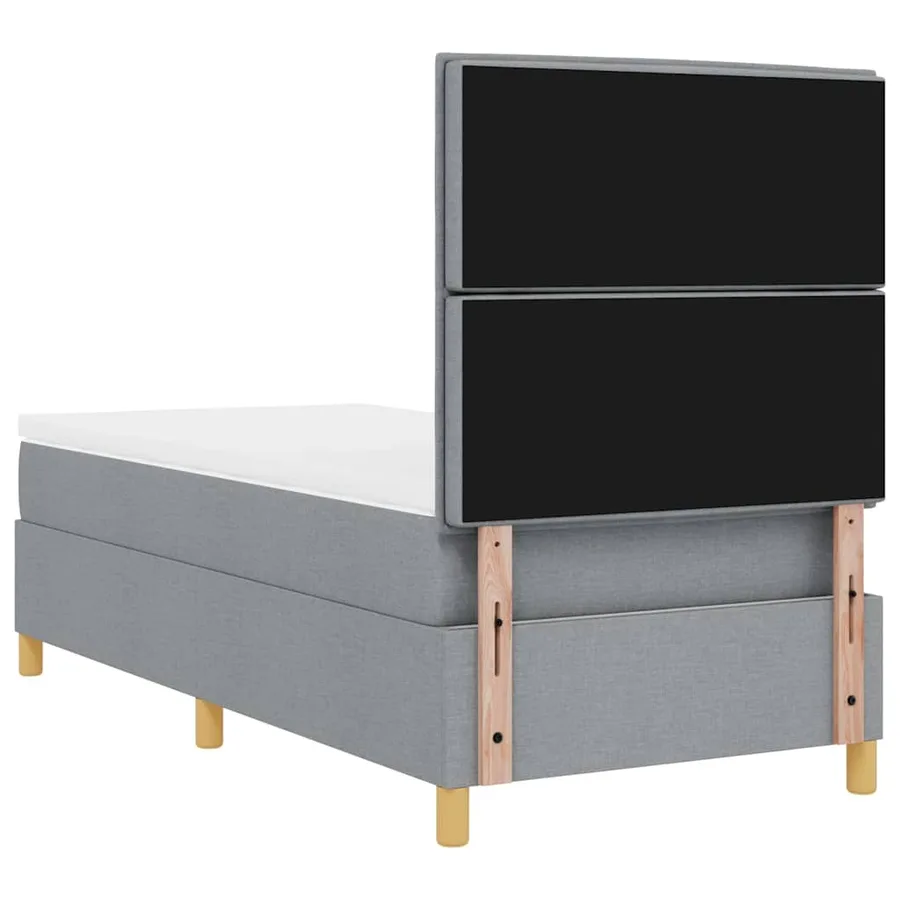 Lit à ressort LED avec matelas Gris clair 100 x 200 cm tissu - 8