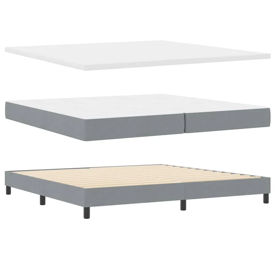 Lit à ressorts avec tête de lit Gris clair 200 x 200 cm tissu - 4