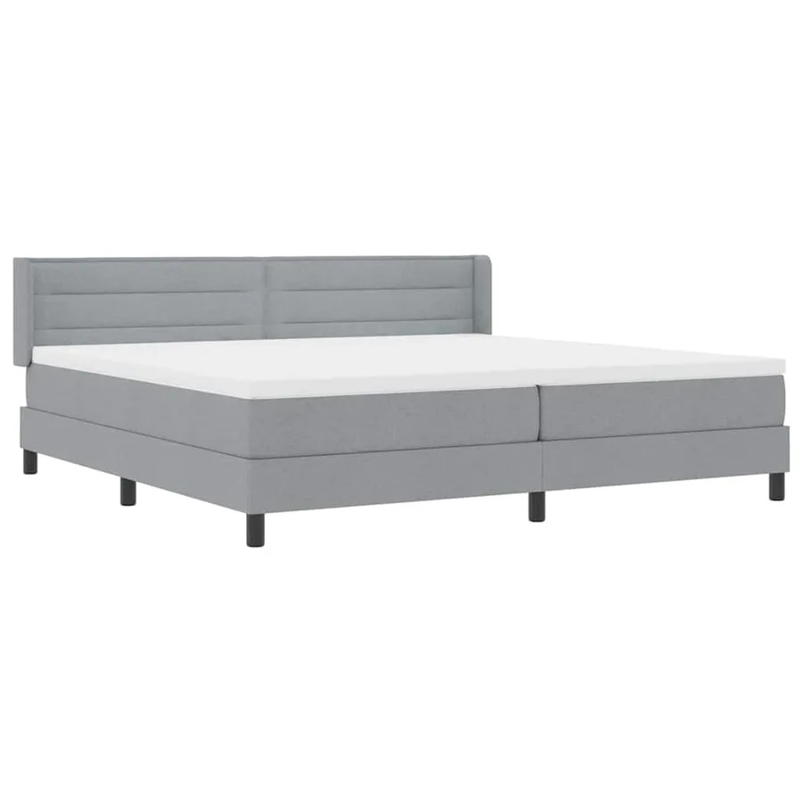 Lit à ressorts avec tête de lit Gris clair 200 x 200 cm tissu - 6