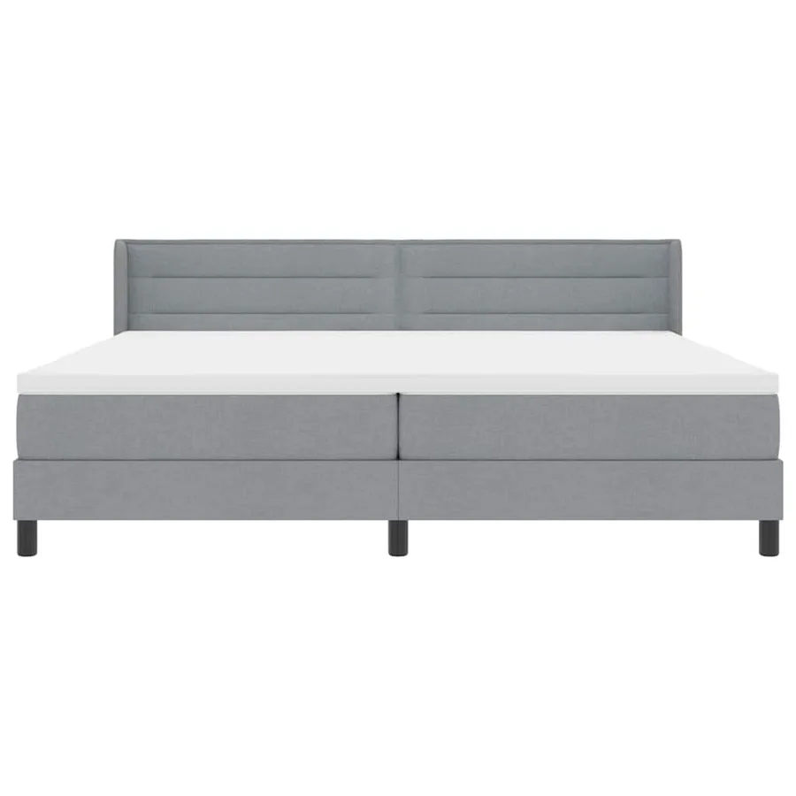 Lit à ressorts avec tête de lit Gris clair 200 x 200 cm tissu - 7