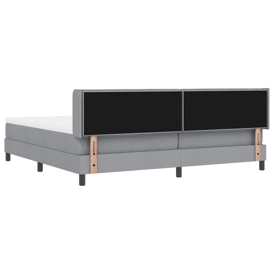 Lit à ressorts avec tête de lit Gris clair 200 x 200 cm tissu - 9