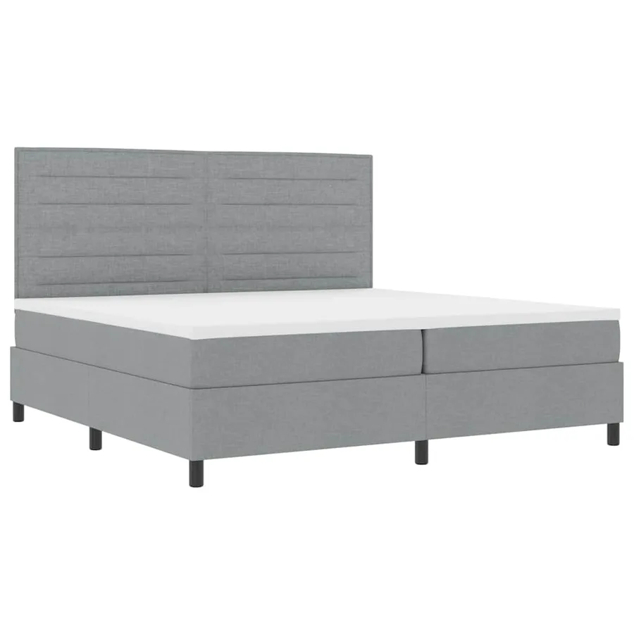 Lit à ressorts avec matelas Gris clair 200 x 200 cm tissu - 6