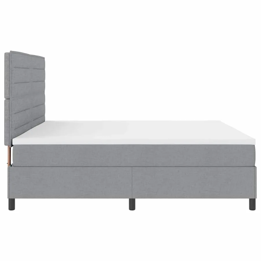 Lit à ressorts avec matelas Gris clair 200 x 200 cm tissu - 9