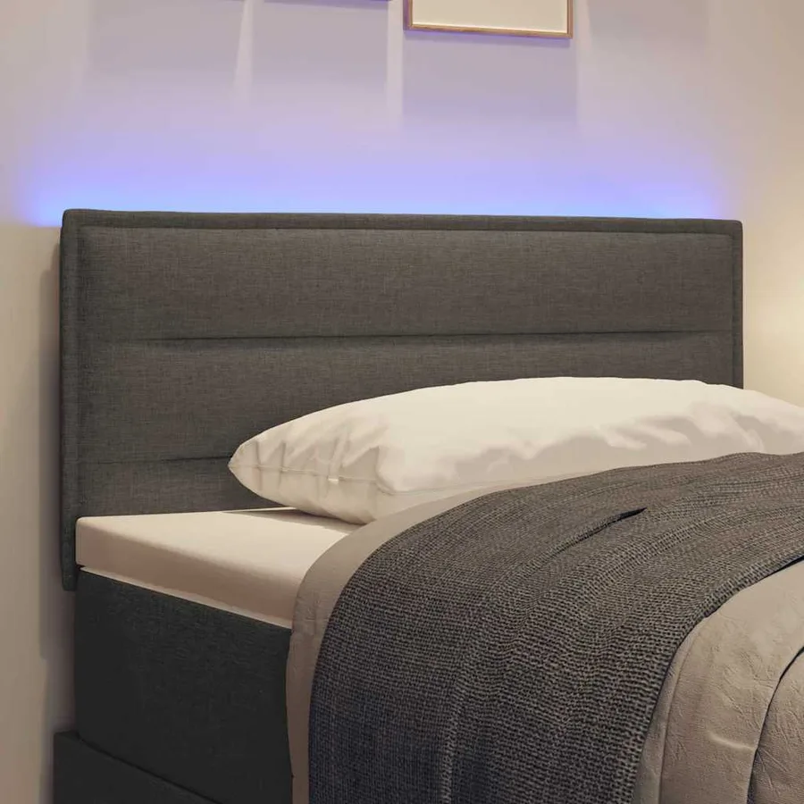 Tête de lit LED avec bandes LED Gris foncé 80 cm tissu - 4