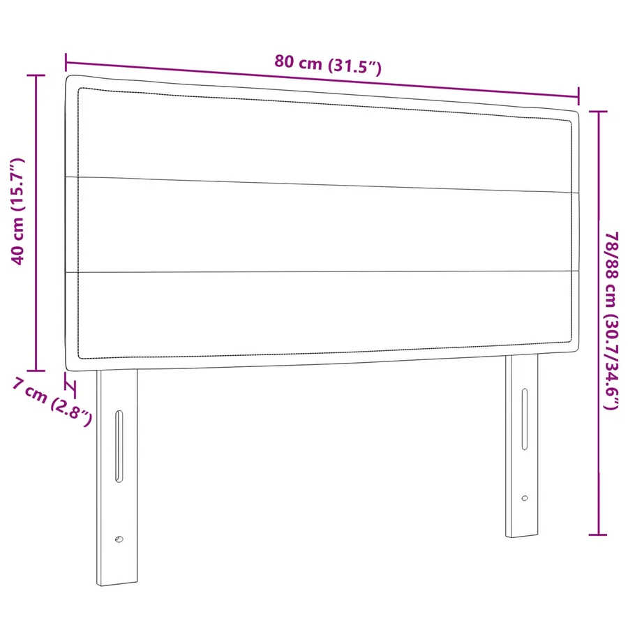 Tête de lit LED avec bandes LED Marron foncé 80 cm tissu - 13