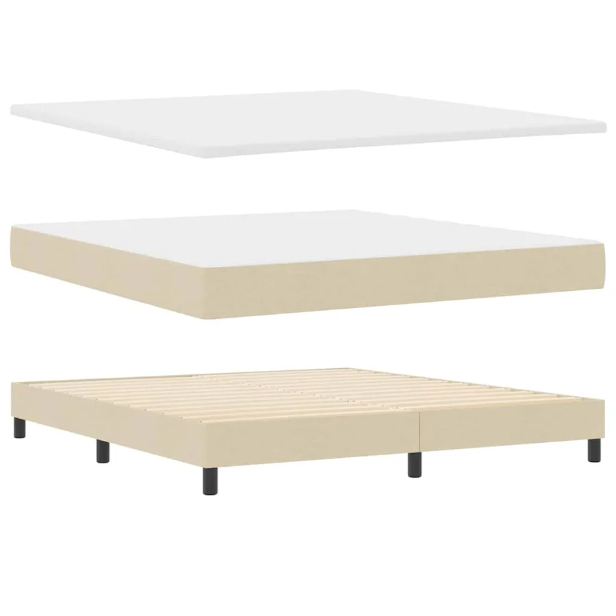 Lit à ressorts avec tête de lit Crème 200 x 180 cm tissu - 4