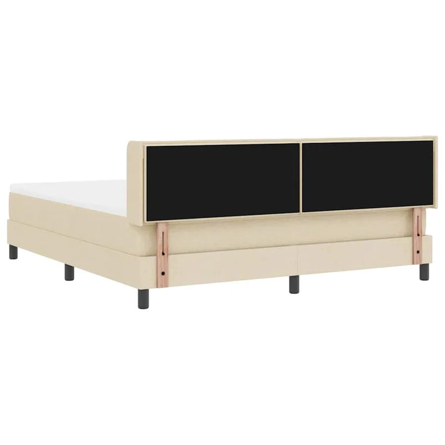 Lit à ressorts avec tête de lit Crème 200 x 180 cm tissu - 9