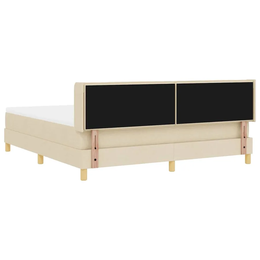 Lit à ressorts avec matelas Crème 200 x 180 cm tissu - 5