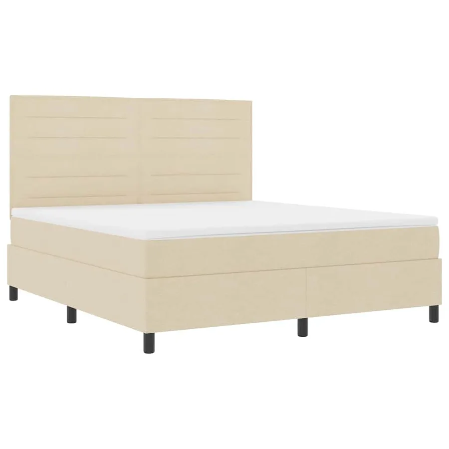 Lit à ressorts avec matelas avec LED Crème 180 x 200 cm tissu - 6