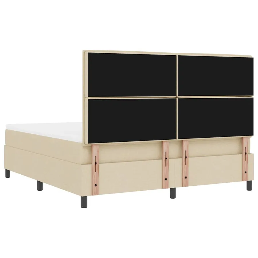 Lit à ressorts avec matelas avec LED Crème 180 x 200 cm tissu - 8