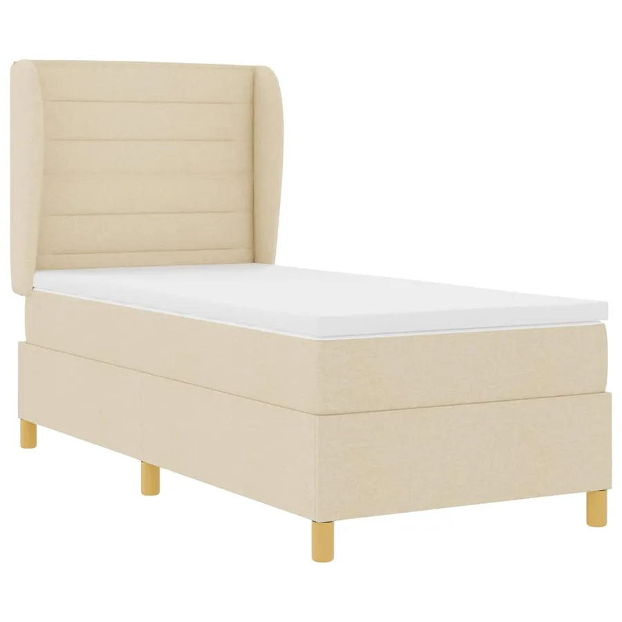 Lit à ressorts avec matelas Crème 190 x 90 cm tissu - 5