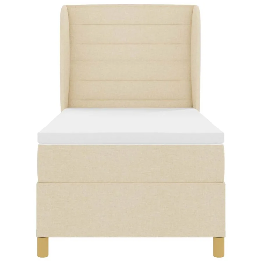 Lit à ressorts avec matelas Crème 190 x 90 cm tissu - 7