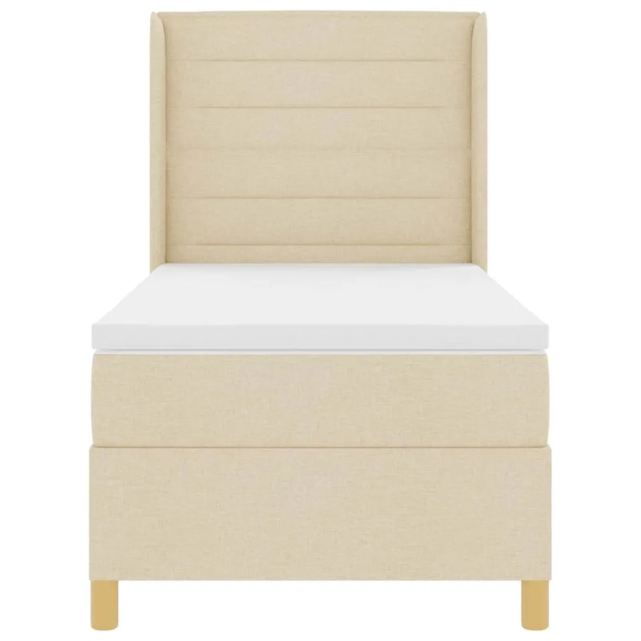 Lit à ressorts avec matelas Crème 90 x 190 cm tissu - 7