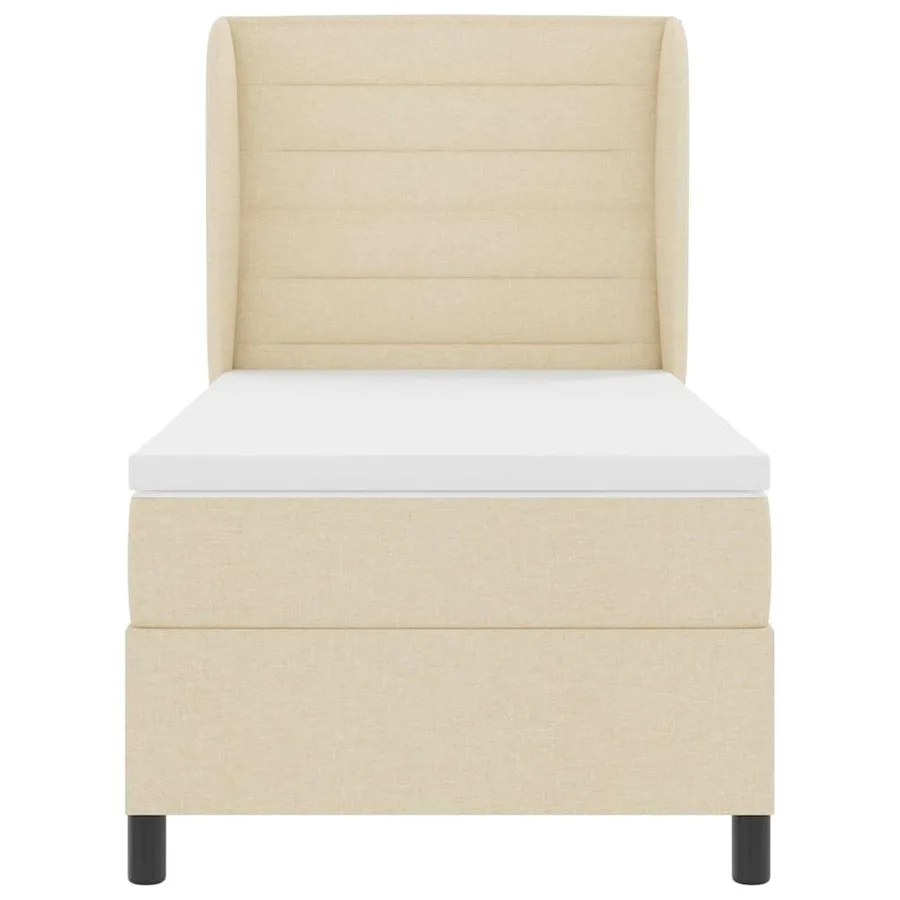Lit à ressorts avec matelas Crème 90 x 200 cm tissu - 7